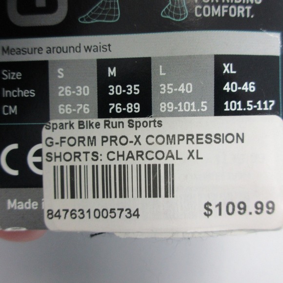 G-Form Pro-X Spark Run Bike Compression Shorts Men XL Gray Padded Cycling 334 - Picture 4 of 11